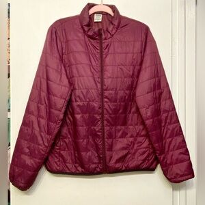PINK Victoria's Secret Plum Purple Puffer Zip‎ Up Lightweight Jacket Women Large